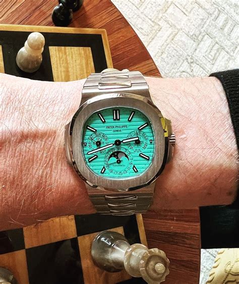 tiffany-blue patek philippe nautilus perpetual 5740|Patek Philippe Nautilus blue dial.